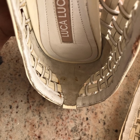 Luca Luca Peep Toe Ivory Netted Heels - Picture 8 of 8